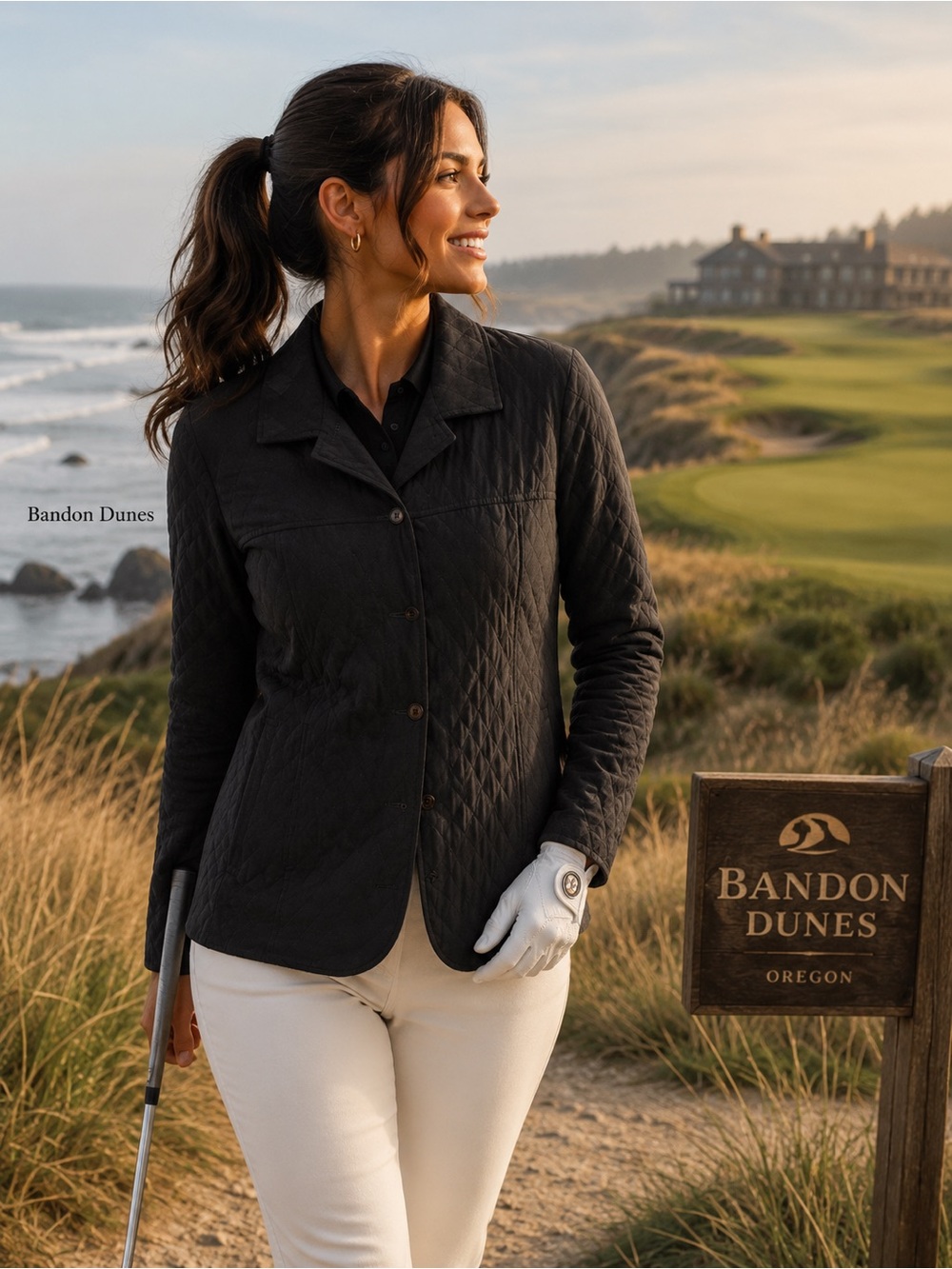 Ashworth Quilted Black Button-Front Blazer golf ⛳️